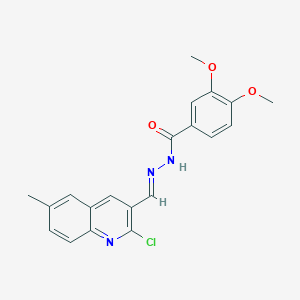 molecular formula C20H18ClN3O3 B5512759 N'-[(2-chloro-6-methyl-3-quinolinyl)methylene]-3,4-dimethoxybenzohydrazide 