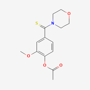 molecular formula C14H17NO4S B5512767 2-methoxy-4-(4-morpholinylcarbonothioyl)phenyl acetate 