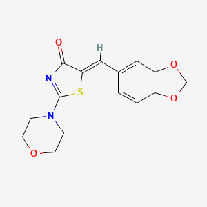 molecular formula C15H14N2O4S B5512887 5-(1,3-苯并二氧杂环-5-亚甲基)-2-(4-吗啉基)-1,3-噻唑-4(5H)-酮 