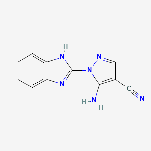 molecular formula C11H8N6 B5512898 5-amino-1-(1H-benzimidazol-2-yl)-1H-pyrazole-4-carbonitrile 