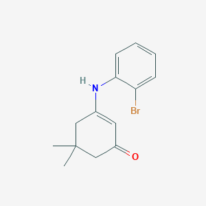 molecular formula C14H16BrNO B5512923 3-[(2-bromophenyl)amino]-5,5-dimethyl-2-cyclohexen-1-one 