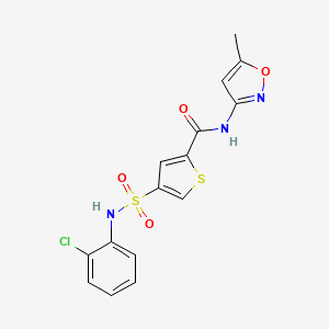 molecular formula C15H12ClN3O4S2 B5512940 4-{[(2-chlorophenyl)amino]sulfonyl}-N-(5-methyl-3-isoxazolyl)-2-thiophenecarboxamide 