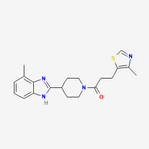 molecular formula C20H24N4OS B5512967 4-methyl-2-{1-[3-(4-methyl-1,3-thiazol-5-yl)propanoyl]-4-piperidinyl}-1H-benzimidazole 