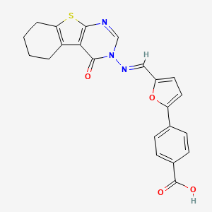 molecular formula C22H17N3O4S B5513003 4-(5-{[(4-氧代-5,6,7,8-四氢[1]苯并噻吩并[2,3-d]嘧啶-3(4H)-基)亚氨基]甲基}-2-呋喃基)苯甲酸 