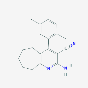 molecular formula C19H21N3 B5513034 2-氨基-4-(2,5-二甲苯基)-6,7,8,9-四氢-5H-环庚并[b]吡啶-3-腈 