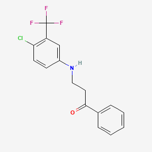 molecular formula C16H13ClF3NO B5513040 3-{[4-氯-3-(三氟甲基)苯基]氨基}-1-苯基-1-丙酮 