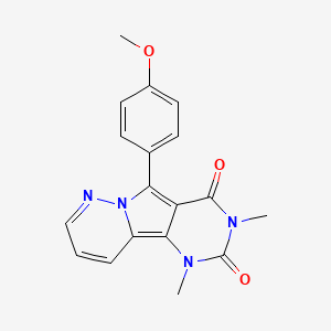 molecular formula C18H16N4O3 B5513046 5-(4-甲氧基苯基)-1,3-二甲基嘧啶并[4',5':3,4]吡咯并[1,2-b]哒嗪-2,4(1H,3H)-二酮 