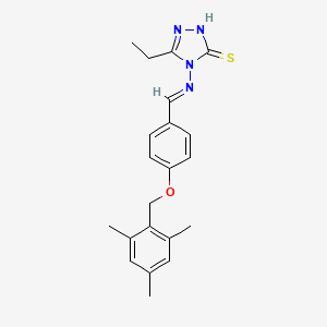 molecular formula C21H24N4OS B5513088 5-ethyl-4-{[4-(mesitylmethoxy)benzylidene]amino}-4H-1,2,4-triazole-3-thiol 
