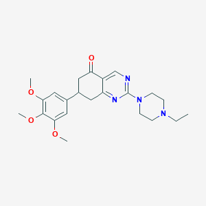 molecular formula C23H30N4O4 B5513095 2-(4-ethyl-1-piperazinyl)-7-(3,4,5-trimethoxyphenyl)-7,8-dihydro-5(6H)-quinazolinone 