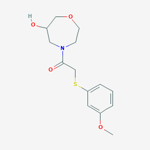 molecular formula C14H19NO4S B5513100 4-{[(3-methoxyphenyl)thio]acetyl}-1,4-oxazepan-6-ol 