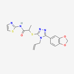 molecular formula C18H17N5O3S2 B5513104 2-{[4-allyl-5-(1,3-benzodioxol-5-yl)-4H-1,2,4-triazol-3-yl]thio}-N-1,3-thiazol-2-ylpropanamide 