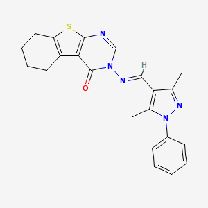 3-{[(3,5-dimethyl-1-phenyl-1H-pyrazol-4-yl)methylene]amino}-5,6,7,8-tetrahydro[1]benzothieno[2,3-d]pyrimidin-4(3H)-one