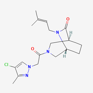 molecular formula C18H25ClN4O2 B5513128 (1S*,5R*)-3-[(4-chloro-3-methyl-1H-pyrazol-1-yl)acetyl]-6-(3-methyl-2-buten-1-yl)-3,6-diazabicyclo[3.2.2]nonan-7-one 