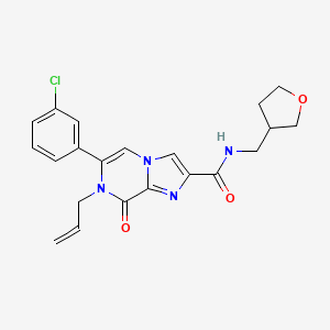 molecular formula C21H21ClN4O3 B5513160 7-allyl-6-(3-chlorophenyl)-8-oxo-N-(tetrahydrofuran-3-ylmethyl)-7,8-dihydroimidazo[1,2-a]pyrazine-2-carboxamide 