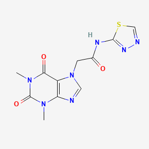 molecular formula C11H11N7O3S B5513185 2-(1,3-dimethyl-2,6-dioxo-1,2,3,6-tetrahydro-7H-purin-7-yl)-N-1,3,4-thiadiazol-2-ylacetamide 