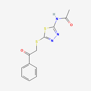 molecular formula C12H11N3O2S2 B5513197 N-{5-[(2-oxo-2-phenylethyl)thio]-1,3,4-thiadiazol-2-yl}acetamide 