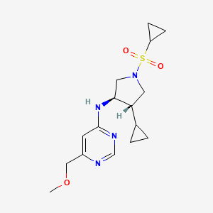 molecular formula C16H24N4O3S B5513262 N-[(3R*,4S*)-4-cyclopropyl-1-(cyclopropylsulfonyl)-3-pyrrolidinyl]-6-(methoxymethyl)-4-pyrimidinamine 