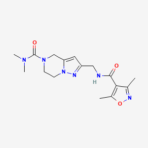 molecular formula C16H22N6O3 B5513272 2-({[(3,5-dimethylisoxazol-4-yl)carbonyl]amino}methyl)-N,N-dimethyl-6,7-dihydropyrazolo[1,5-a]pyrazine-5(4H)-carboxamide 