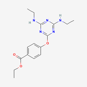 molecular formula C16H21N5O3 B5513307 ethyl 4-{[4,6-bis(ethylamino)-1,3,5-triazin-2-yl]oxy}benzoate 