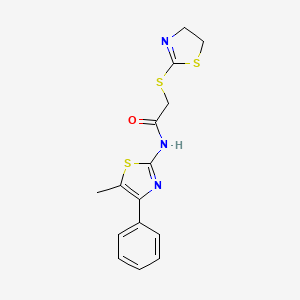 molecular formula C15H15N3OS3 B5513321 2-(4,5-dihydro-1,3-thiazol-2-ylthio)-N-(5-methyl-4-phenyl-1,3-thiazol-2-yl)acetamide 