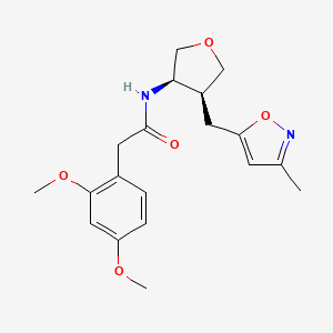 2-(2,4-dimethoxyphenyl)-N-{(3R*,4S*)-4-[(3-methylisoxazol-5-yl)methyl]tetrahydrofuran-3-yl}acetamide