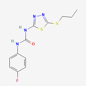 molecular formula C12H13FN4OS2 B5513363 N-(4-fluorophenyl)-N'-[5-(propylthio)-1,3,4-thiadiazol-2-yl]urea 