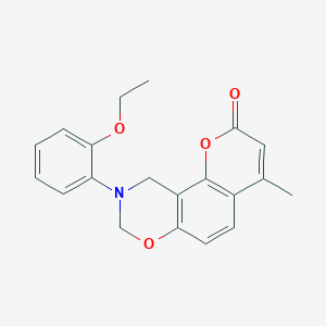 molecular formula C20H19NO4 B5513387 9-(2-ethoxyphenyl)-4-methyl-9,10-dihydro-2H,8H-chromeno[8,7-e][1,3]oxazin-2-one 