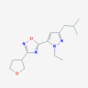molecular formula C15H22N4O2 B5513497 5-(1-ethyl-3-isobutyl-1H-pyrazol-5-yl)-3-(tetrahydrofuran-3-yl)-1,2,4-oxadiazole 