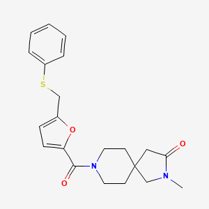 molecular formula C21H24N2O3S B5513515 2-methyl-8-{5-[(phenylthio)methyl]-2-furoyl}-2,8-diazaspiro[4.5]decan-3-one 