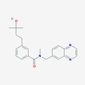 molecular formula C22H25N3O2 B5513548 3-(3-hydroxy-3-methylbutyl)-N-methyl-N-(6-quinoxalinylmethyl)benzamide 