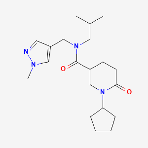 molecular formula C20H32N4O2 B5513702 1-cyclopentyl-N-isobutyl-N-[(1-methyl-1H-pyrazol-4-yl)methyl]-6-oxo-3-piperidinecarboxamide 