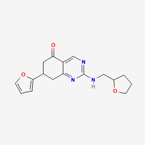 molecular formula C17H19N3O3 B5513737 7-(2-furyl)-2-[(tetrahydrofuran-2-ylmethyl)amino]-7,8-dihydroquinazolin-5(6H)-one 
