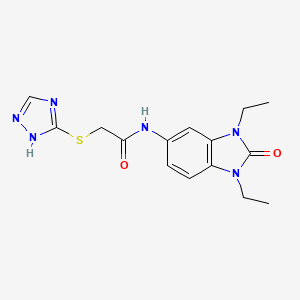 molecular formula C15H18N6O2S B5513747 N-(1,3-diethyl-2-oxo-2,3-dihydro-1H-benzimidazol-5-yl)-2-(4H-1,2,4-triazol-3-ylthio)acetamide 