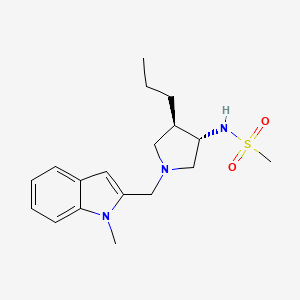 molecular formula C18H27N3O2S B5513821 N-{(3S*,4R*)-1-[(1-methyl-1H-indol-2-yl)methyl]-4-propyl-3-pyrrolidinyl}methanesulfonamide 