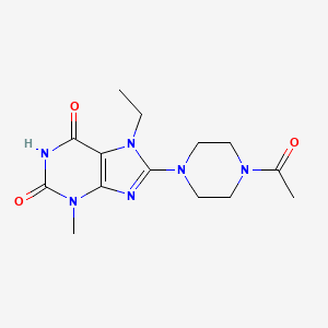 molecular formula C14H20N6O3 B5513884 8-(4-acetyl-1-piperazinyl)-7-ethyl-3-methyl-3,7-dihydro-1H-purine-2,6-dione 