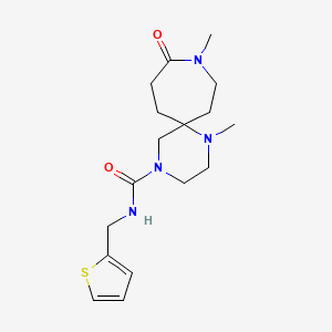 molecular formula C17H26N4O2S B5513891 1,9-dimethyl-10-oxo-N-(2-thienylmethyl)-1,4,9-triazaspiro[5.6]dodecane-4-carboxamide 