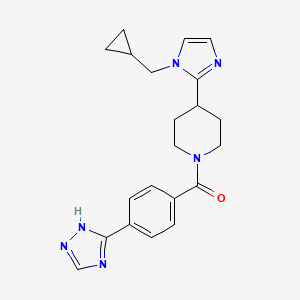molecular formula C21H24N6O B5513914 4-[1-(cyclopropylmethyl)-1H-imidazol-2-yl]-1-[4-(1H-1,2,4-triazol-3-yl)benzoyl]piperidine 