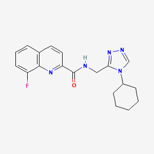 molecular formula C19H20FN5O B5513929 N-[(4-环己基-4H-1,2,4-三唑-3-基)甲基]-8-氟-2-喹啉甲酰胺 