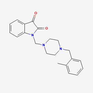 molecular formula C21H23N3O2 B5513944 1-{[4-(2-methylbenzyl)-1-piperazinyl]methyl}-1H-indole-2,3-dione 