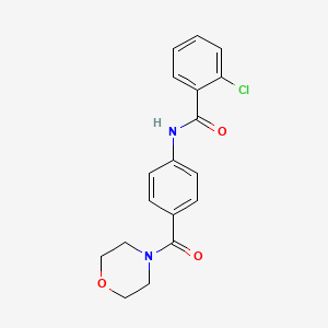 molecular formula C18H17ClN2O3 B5513950 2-chloro-N-[4-(4-morpholinylcarbonyl)phenyl]benzamide 