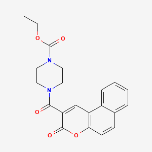 molecular formula C21H20N2O5 B5513970 ethyl 4-[(3-oxo-3H-benzo[f]chromen-2-yl)carbonyl]-1-piperazinecarboxylate 