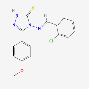 molecular formula C16H13ClN4OS B5513993 4-[(2-氯亚苄基)氨基]-5-(4-甲氧基苯基)-4H-1,2,4-三唑-3-硫醇 