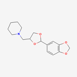 molecular formula C16H21NO4 B5513996 1-{[2-(1,3-benzodioxol-5-yl)-1,3-dioxolan-4-yl]methyl}piperidine 