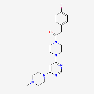 molecular formula C21H27FN6O B5514025 4-{4-[(4-fluorophenyl)acetyl]-1-piperazinyl}-6-(4-methyl-1-piperazinyl)pyrimidine 