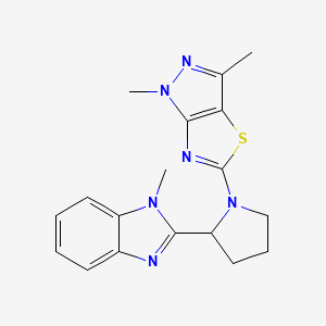 molecular formula C18H20N6S B5514039 2-[1-(1,3-dimethyl-1H-pyrazolo[3,4-d][1,3]thiazol-5-yl)pyrrolidin-2-yl]-1-methyl-1H-benzimidazole 