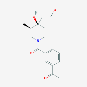 molecular formula C18H25NO4 B5514043 1-(3-{[(3R*,4R*)-4-hydroxy-4-(2-methoxyethyl)-3-methylpiperidin-1-yl]carbonyl}phenyl)ethanone 