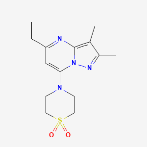 molecular formula C14H20N4O2S B5514052 7-(1,1-dioxidothiomorpholin-4-yl)-5-ethyl-2,3-dimethylpyrazolo[1,5-a]pyrimidine 