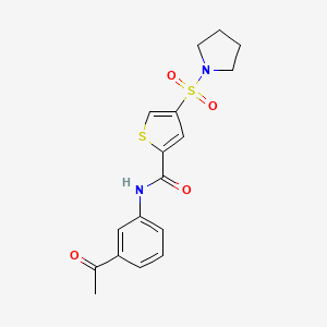 molecular formula C17H18N2O4S2 B5514109 N-(3-acetylphenyl)-4-(1-pyrrolidinylsulfonyl)-2-thiophenecarboxamide 