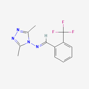 molecular formula C12H11F3N4 B5514200 3,5-dimethyl-N-[2-(trifluoromethyl)benzylidene]-4H-1,2,4-triazol-4-amine 