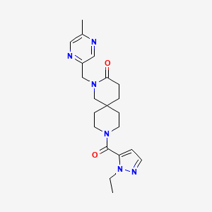 molecular formula C21H28N6O2 B5514237 9-[(1-乙基-1H-吡唑-5-基)羰基]-2-[(5-甲基吡嗪-2-基)甲基]-2,9-二氮杂螺[5.5]十一烷-3-酮 